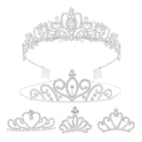5 Pieces Tiara Crowns for Women Princess Crown Headband Silver Rhinestone Headbands Queen Tiaras with Combs Teens Birthday Bride Wedding Hair Accessories