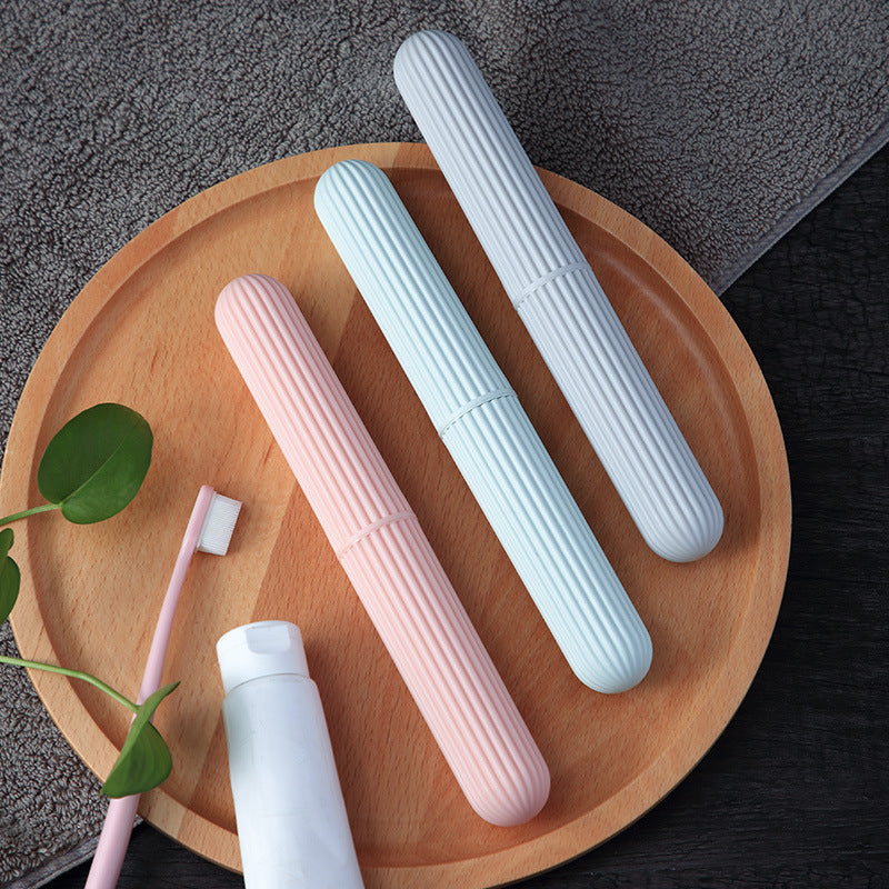 Portable Plastic Toothbrush Storage Box with Stripes