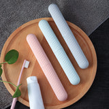 Portable Plastic Toothbrush Storage Box with Stripes
