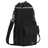 Seaonar Water Bottle Holder with Strap Insulated Water Bottle Carrier Bag 32oz 40oz Water Bottle Bag with Phone Pocket for Walking Hiking Camping - Black