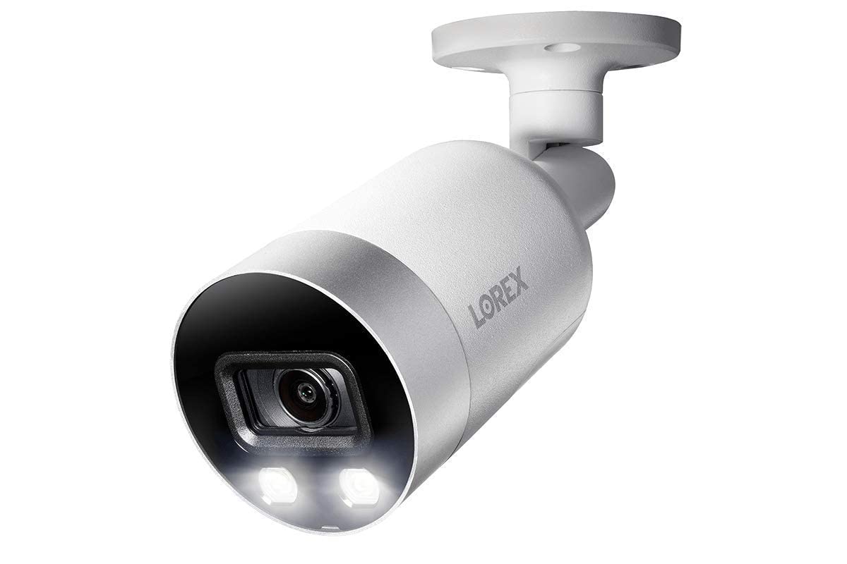 Lorex E891AB Indoor/Outdoor 4K Ultra HD Smart Deterrence IP Security Bullet Camera 150ft IR Night Vision Color Night Vision Audio Only Camera No Cable (Renewed)