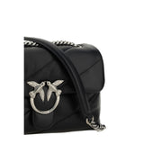 PINKO Black Calf Leather Bos Taurus Shoulder Bag