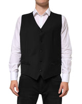 Dolce & Gabbana Black Wool Dress Formal Men Waistcoat Vest