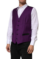 Dolce & Gabbana Purple Wool Dress Formal Waistcoat Vest