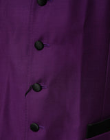 Dolce & Gabbana Purple Wool Dress Formal Waistcoat Vest