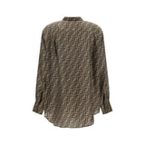 Fendi Brown Silk Pattern Shirt
