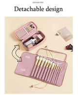 Waterproof Cosmetic Bag with Makeup Brush Organizer
