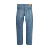Saint Laurent Blue Cotton Straight-Leg Jeans