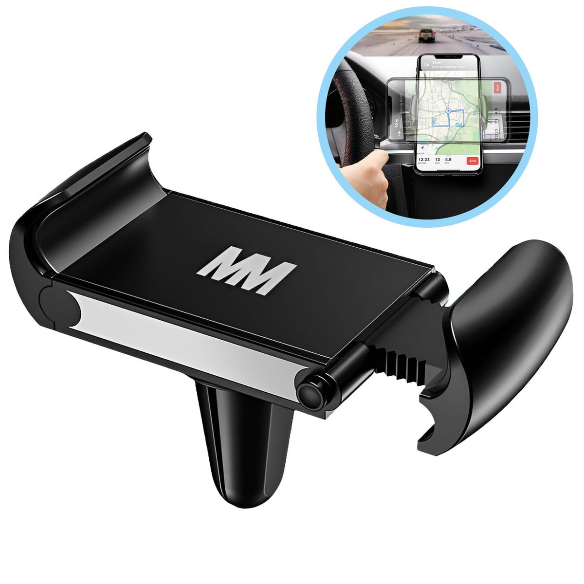 MMOBIEL Car Phone Holder Air Vent Mount– Air Vent Clip - Fits All Smartphones – Hands Free Phone Cradle Mount – Reliable and Stable Phone Stand - Black