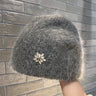 Women's Thick Rabbit Hair Knitted Hat with Rhinestones