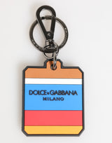 Dolce & Gabbana Multicolor DG Rubber Logo Silver Men's Keychain Keyring