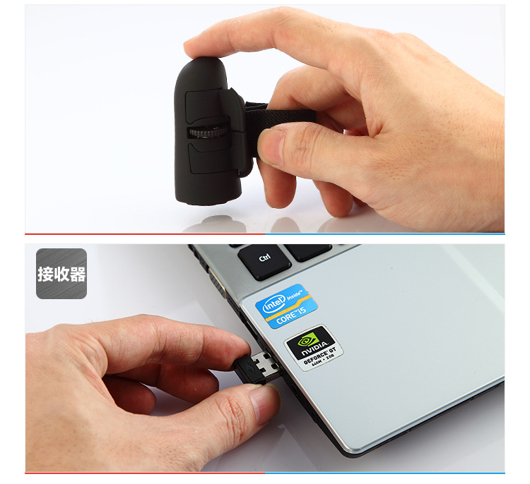 2.4G Finger Wireless Mouse with Adjustable Strap – Ergonomic Mini Computer Mouse