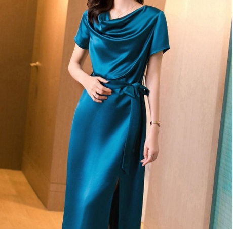 Silk Satin Summer Dress for Women - Elegant Fit
