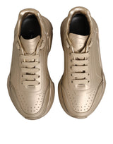 Dolce & Gabbana Gold Leather Daymaster Women Sneaker Shoes