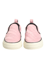 Dolce & Gabbana Pink Quilted Nylon Slip-On Sneaker Shoes