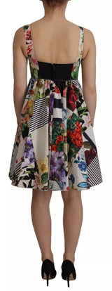 Dolce & Gabbana Multicolor Poplin Floral Mini Flared Dress