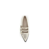 PINKO Cream Leather Ballet Flats