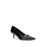 PINKO Black Calf Leather Bos Taurus Mid Heel Pumps