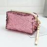 Portable Sequin Makeup Organizer Bag with Zipper Closure