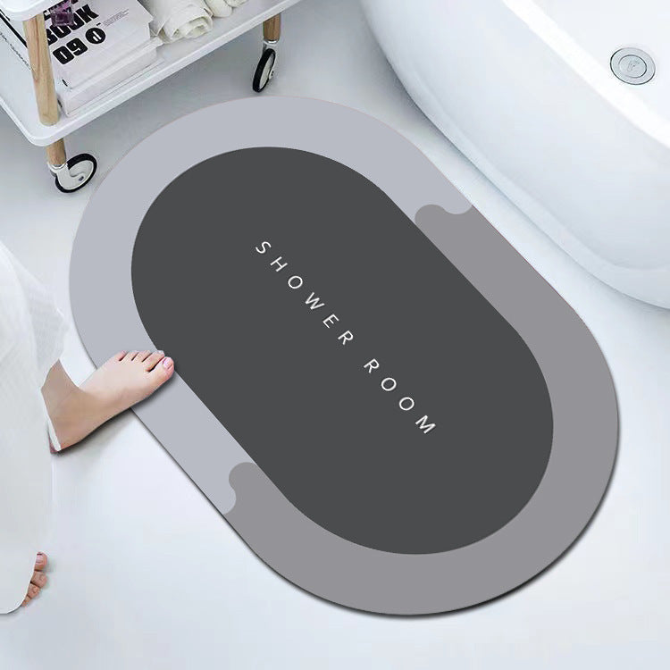 Modern Green Oval Non-Slip Bath Mat for Home Decor
