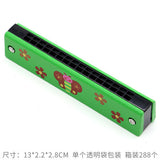 Wooden Painted Harmonica for Kids - 16 Holes Educational Toy