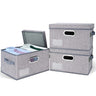 BALEINE Storage Bins with Lids Foldable Linen Fabric Storage Boxes with Lids Collapsible Closet Organizer Containers with Cover for Home Bedroom Office (3pack Gray Extra Large)