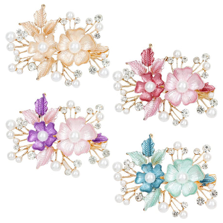 inSowni 4 Pack Luxury Glitter Sparkly Jeweled Gems Crystals Rhinestones Retro Vintage Butterfly Metal French Barrettes Alligator Snap Hair Clips Pins Headpieces Accessories for Women Girls (4PCS S2)