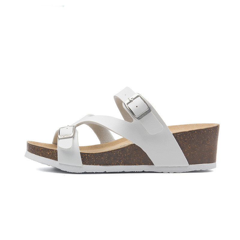 Cork Heeled Slippers for Elevated Outdoor Beach Style