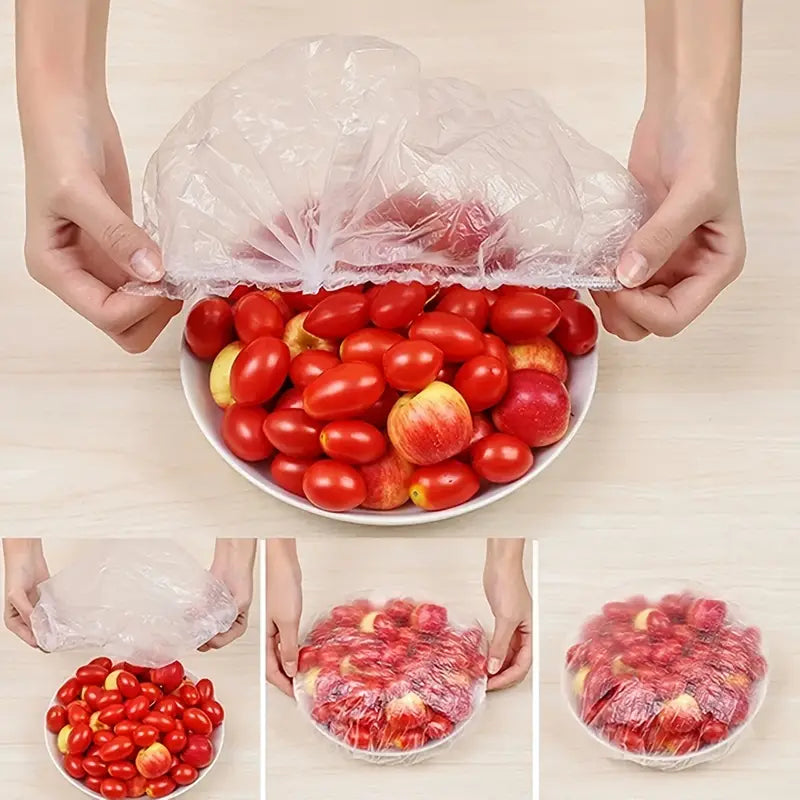 Disposable Plastic Food Storage Covers - 50/100pcs Set