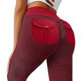 Honeycomb Yoga Pants with Butt Pocket and High Waist