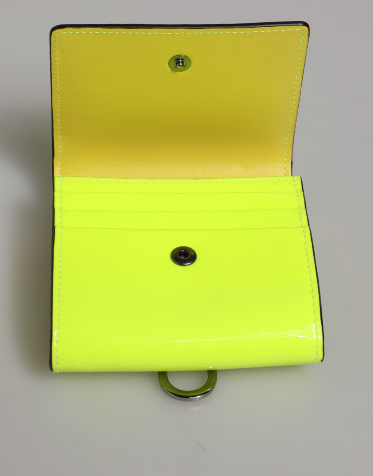 Dolce & Gabbana Yellow Green Bifold DG Logo Neck Strap Cardholder Wallet