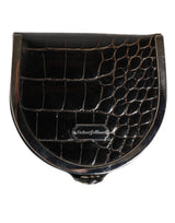 Dolce & Gabbana Black Polished Crocodile Leather Mens Coin Purse Wallet