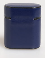 Dolce & Gabbana Blue Leather Logo Print Flip Holder Men Airpods Case