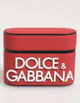 Dolce & Gabbana Red White Silicone Embossed Logo Accessory Airpods Case