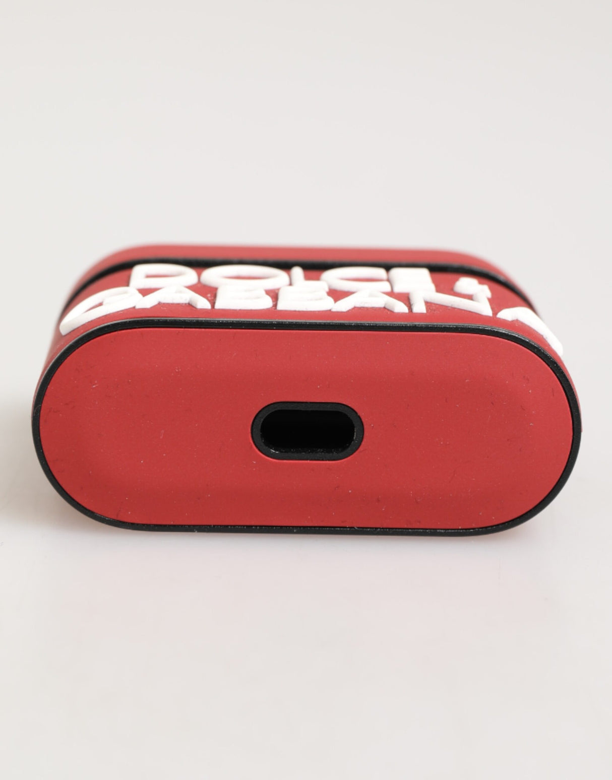 Dolce & Gabbana Red White Silicone Embossed Logo Accessory Airpods Case