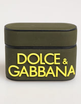 Dolce & Gabbana Army Green Rubber Logo Embossed Accessory  Airpods Case