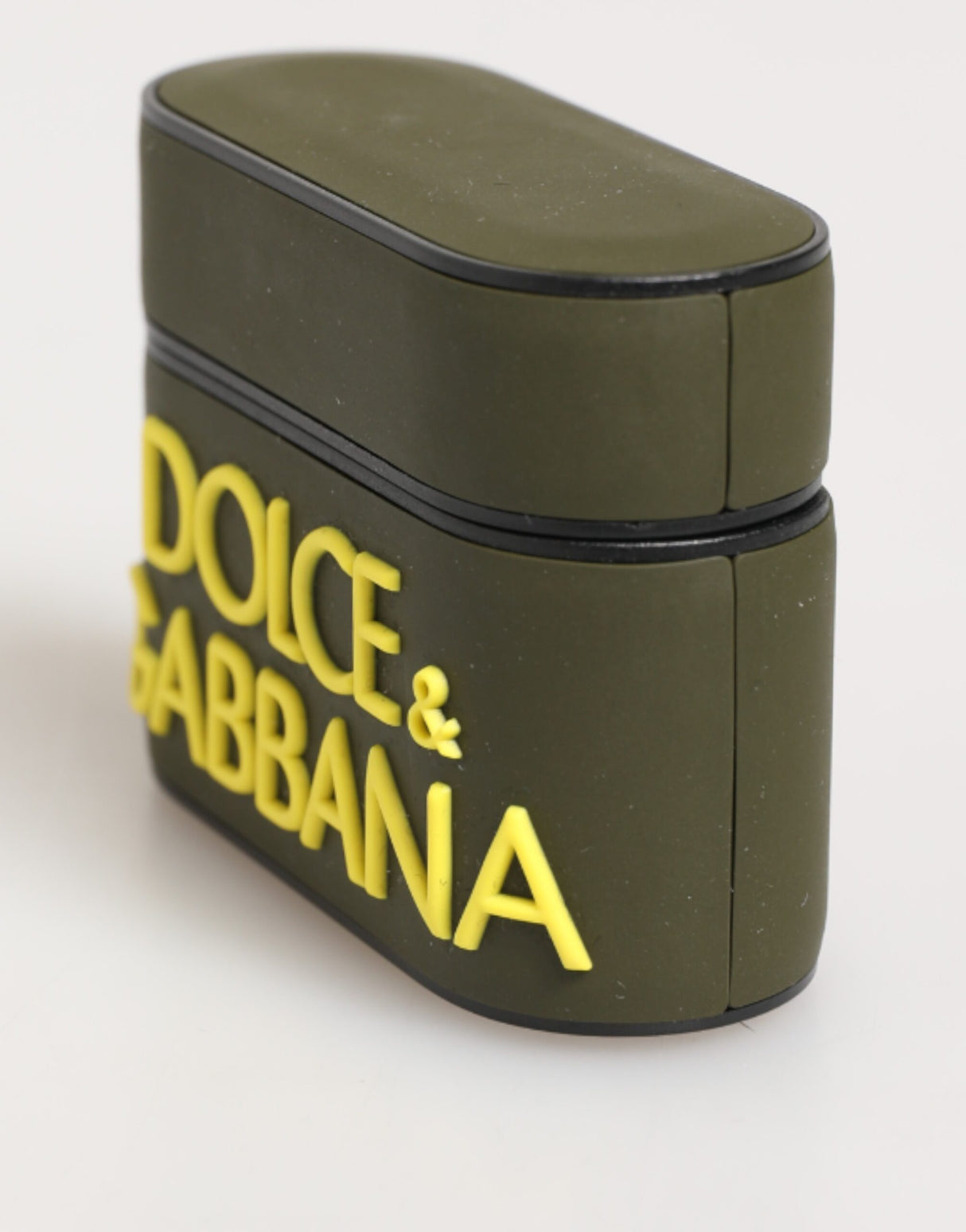 Dolce & Gabbana Army Green Rubber Logo Embossed Accessory  Airpods Case
