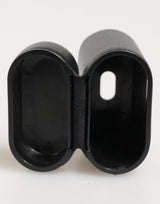 Dolce & Gabbana Black Calfskin Leather Logo Print Flip Holder Airpods Case