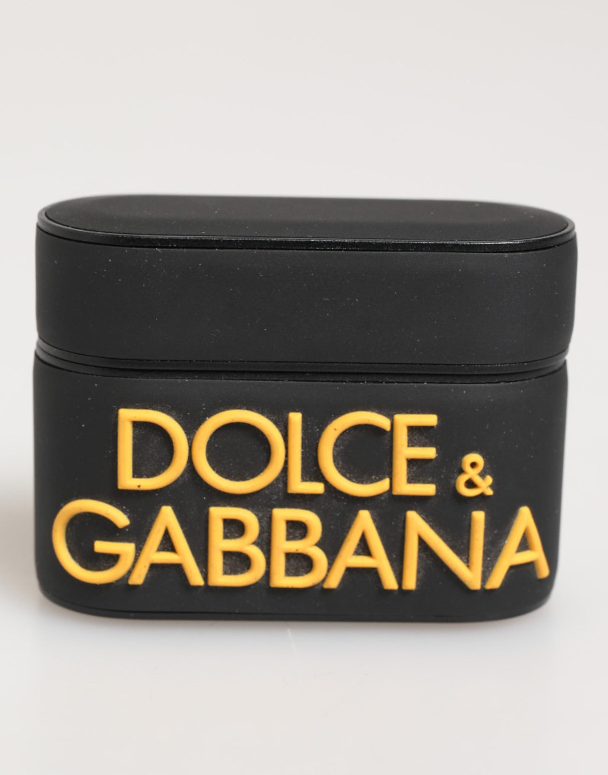 Dolce & Gabbana Black Yellow Rubber Logo Embossed Accessory Airpods Case
