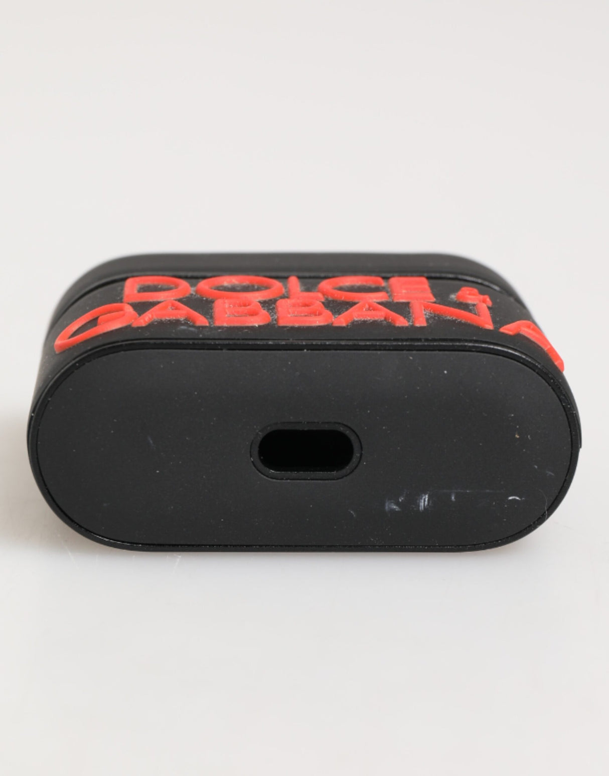 Dolce & Gabbana Black Orange Rubber Logo Embossed Accessory Airpods Case