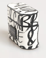 Dolce & Gabbana Black White Leather Monogram Print Logo Holder Airpods Case