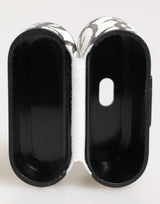 Dolce & Gabbana Black White Leather Monogram Print Logo Holder Airpods Case