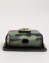 Dolce & Gabbana Multicolor Camouflage Leather Metal Accessory Airpods Case