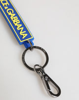 Dolce & Gabbana Blue Yellow DG Rubber Logo Silver Men's Holder Keyring