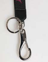 Dolce & Gabbana Black Burgundy Nylon DG Logo Crown Holder Keychain Keyring