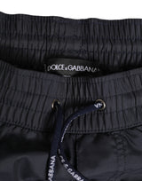 Dolce & Gabbana Black White Polyester Logo Elastic Waistband Swimwear
