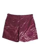 Dolce & Gabbana Burgundy Polyester Logo Embossed Crest Swimwear