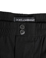 Dolce & Gabbana Black Cotton Elastic Waistband Button Swimwear