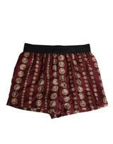 Dolce & Gabbana Burgundy Silk Coin Print Men Boxer Short Swimwear