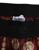 Dolce & Gabbana Burgundy Silk Coin Print Men Boxer Short Swimwear